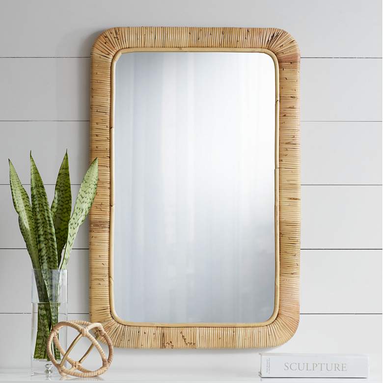 Image 1 Westby 24 inch x 36 inch Rattan Wrapped Wall Mirror