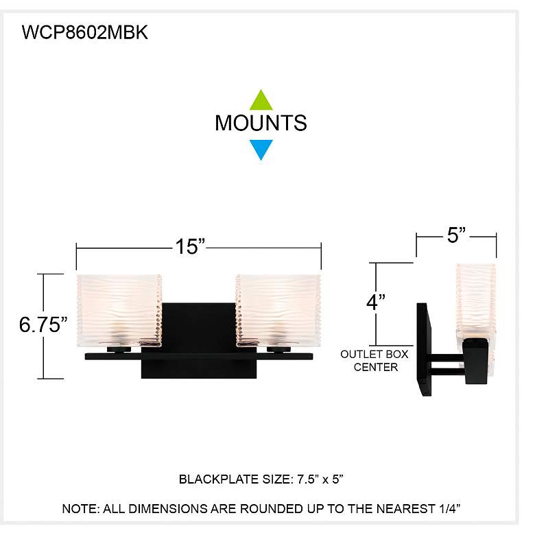 Image 6 Westcap 2-Light Matte Black Bath Light more views