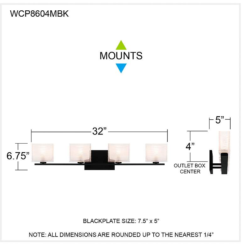 Image 6 Westcap 4-Light Matte Black Bath Light more views