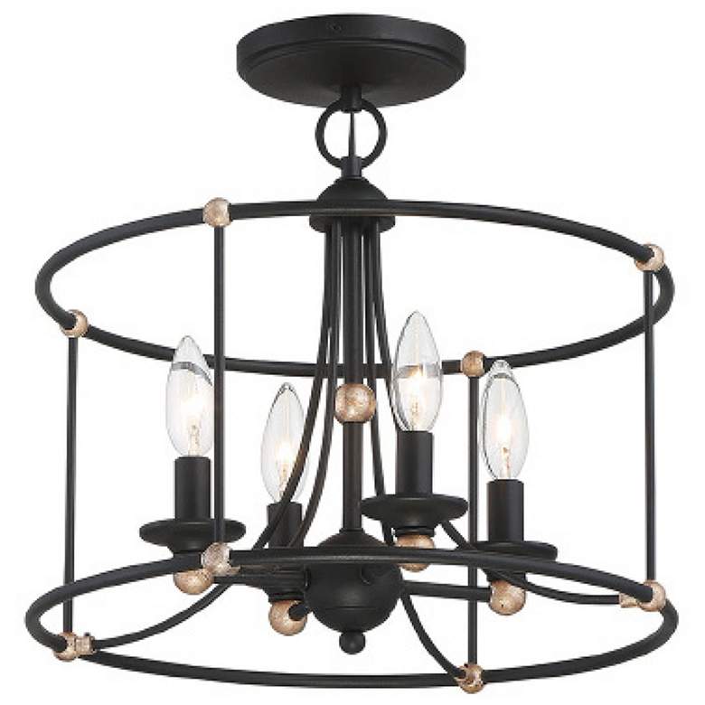 Image 1 Westchester County 15 3/4"W Sand Coal 4-Light Ceiling Light
