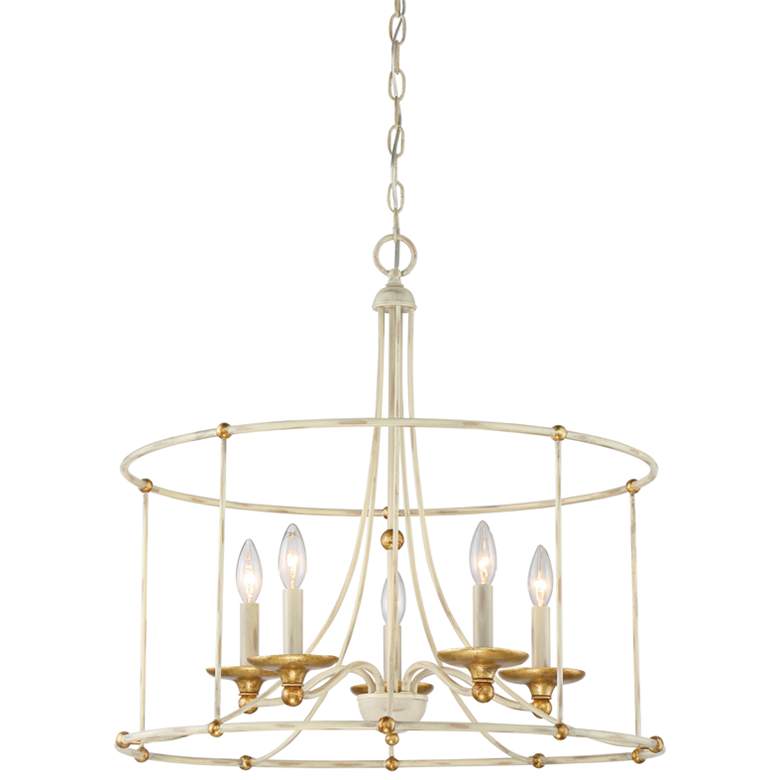 Westchester County 25&quot; Wide 5-Light  White Gold Open Drum Chandelier