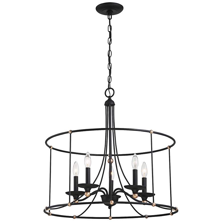 Image 4 Westchester County 25" Wide Sand Coal 5-Light Chandelier more views