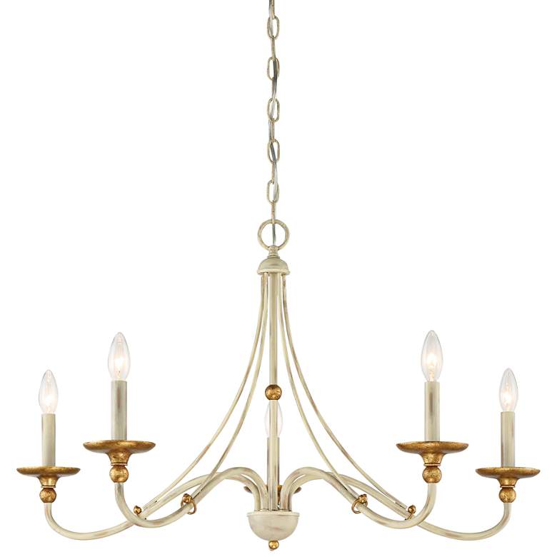 Image 1 Westchester County 28 inchW Farmhouse White 5-Light Chandelier