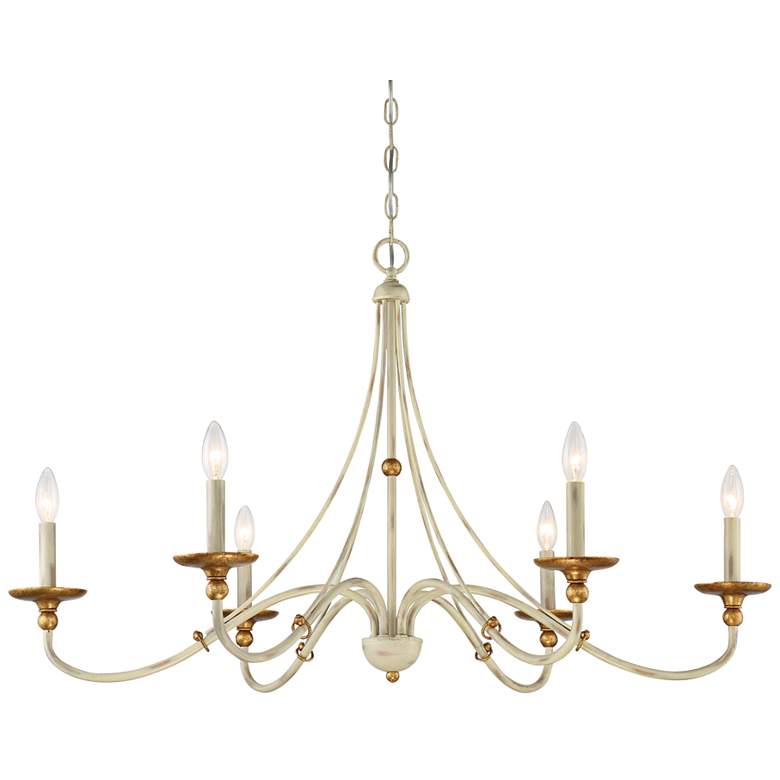 Image 2 Westchester County 40 inch Farmhouse White 6-Light Candelabra Chandelier