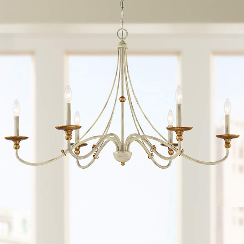 Image 1 Westchester County 40 inchW Farmhouse White 6-Light Chandelier