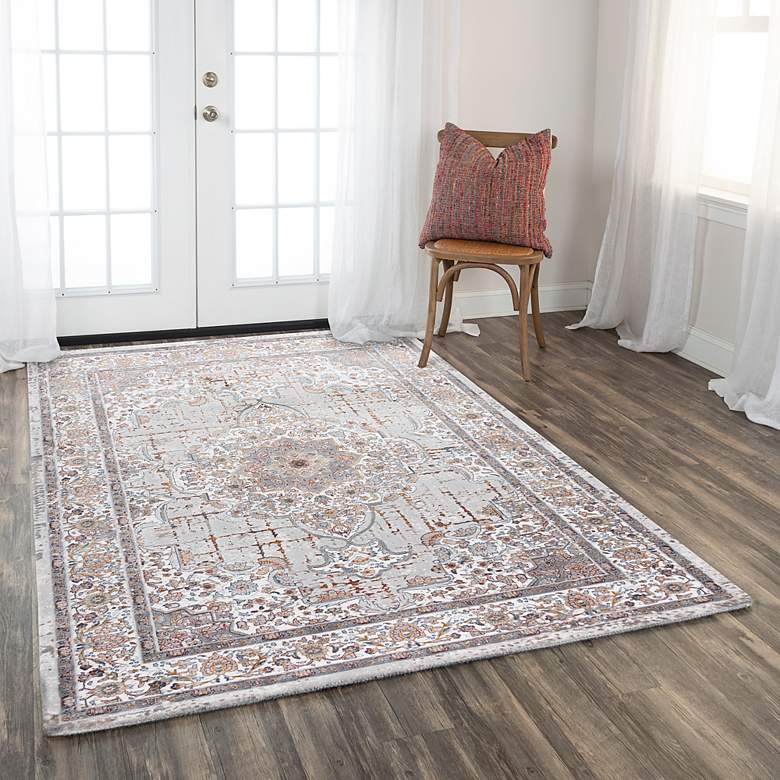 Image 1 Westchester WES855 5'3"x7'6" Gray and Orange Area Rug