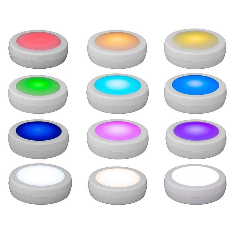 Image 2 Westek 10 1/4" Battery Powered LED Puck Lights Set of 3 with Remote more views