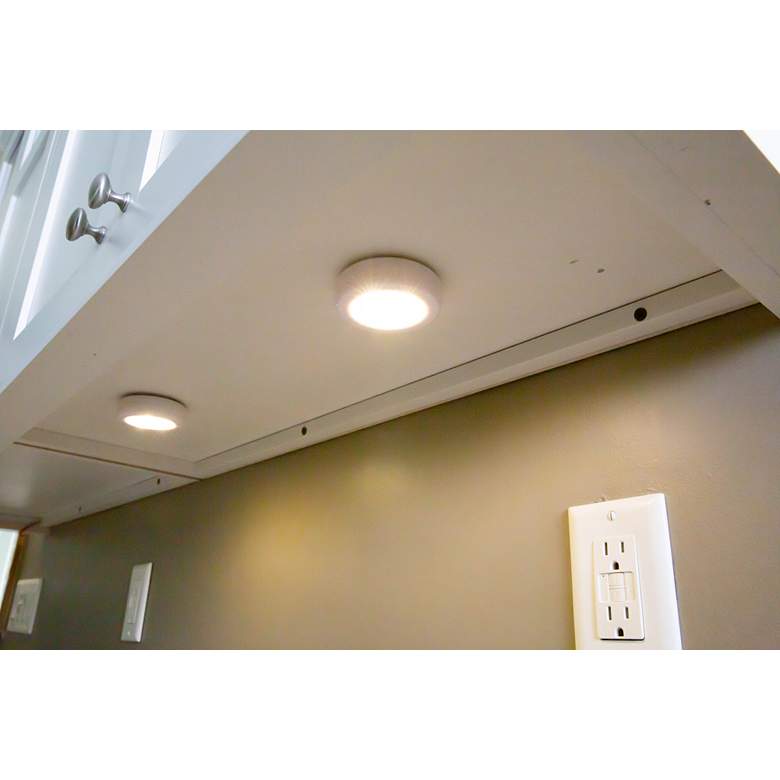 Image 3 Westek 3" Wide White Compact LED Puck Lights Set of 3 more views