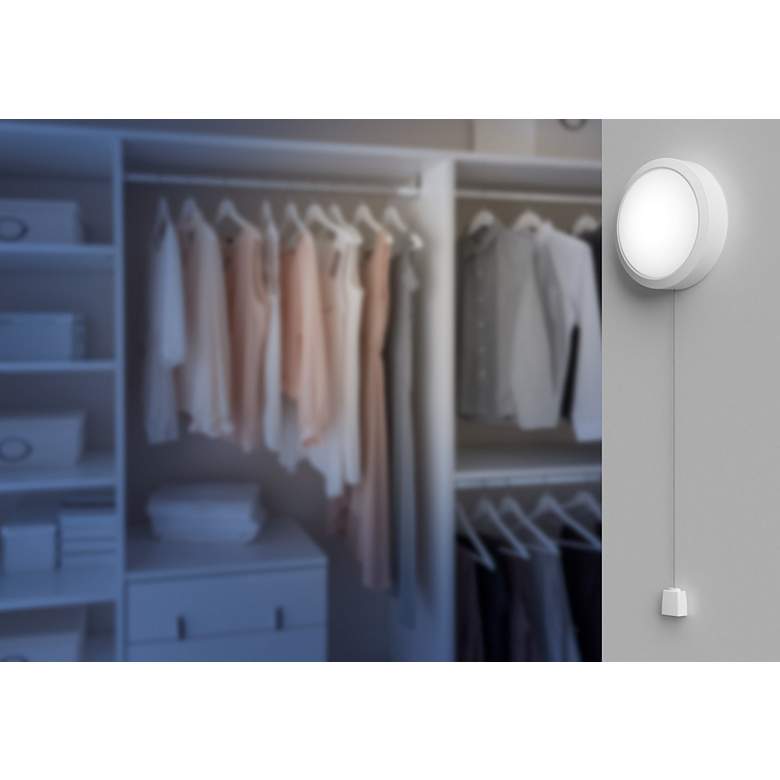 Image 2 Westek 4 1/4" Wide White LED Pull String Utility Light more views