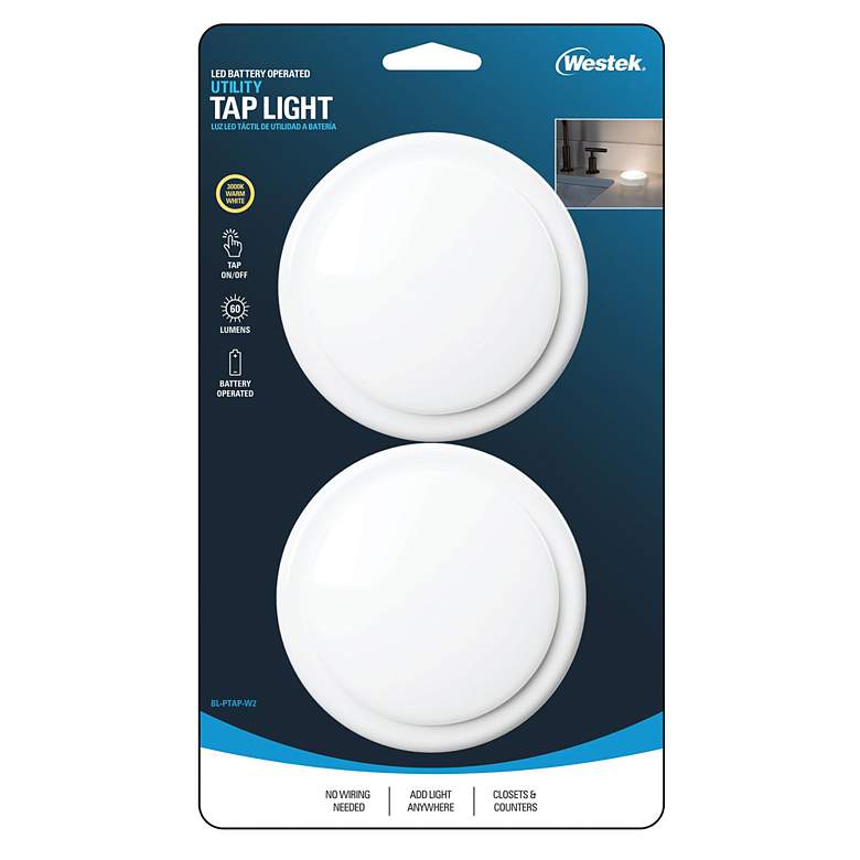 Image 3 Westek 4" Wide White LED Tap Utility Lights Set of 2 more views