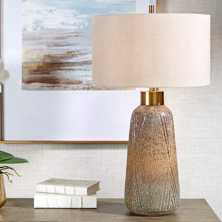 Image 1 Western Sky Blue and Brown Table Lamp