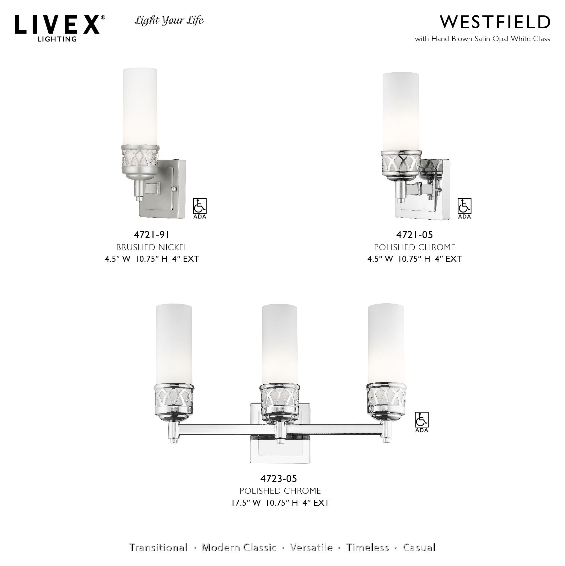 Westfield 3-Light 10.75-in Chrome Cylinder Vanity Light