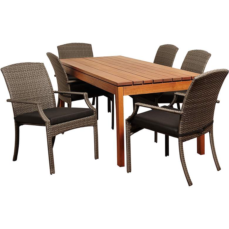 Image 1 Westford Gray Wicker 7-Piece Rectangular Patio Dining Set