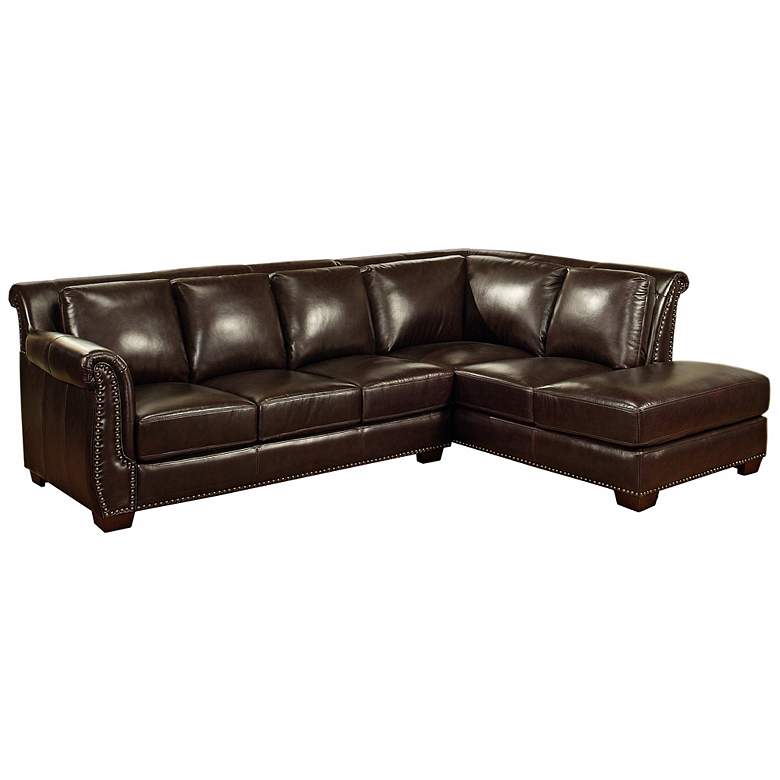 Image 1 Westhill Brown Italian Leather Sectional Sofa