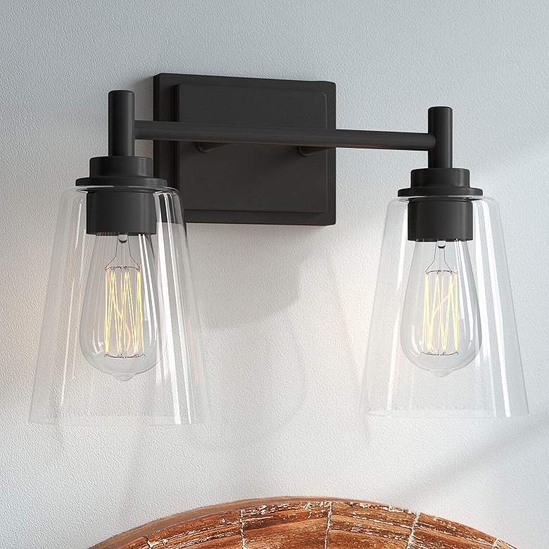 Image 1 Westin 10 1/4" High Matte Black Metal 2-Light Wall Sconce