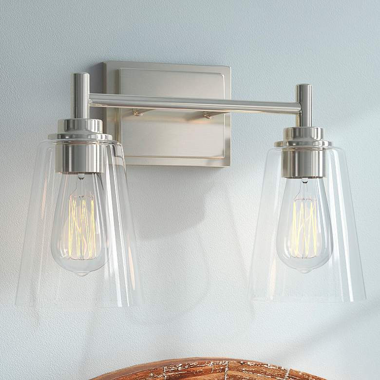 Image 1 Westin 10 1/4" High Satin Platinum Metal 2-Light Wall Sconce
