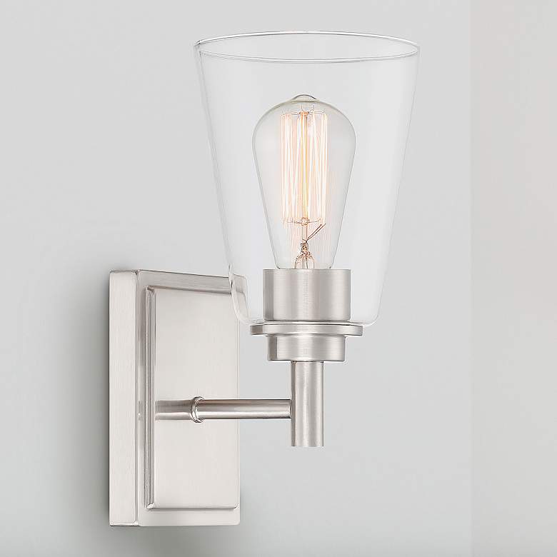 Image 1 Westin 10 3/4" High Satin Platinum Metal Wall Sconce