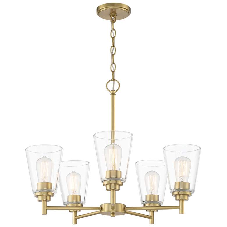 Image 1 Westin 24 inch Wide 5-Light Brushed Gold Clear Glass Uplight Chandelier