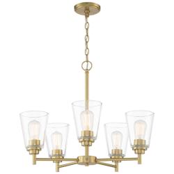 Westin 24&quot; Wide 5-Light Brushed Gold Clear Glass Uplight Chandelier
