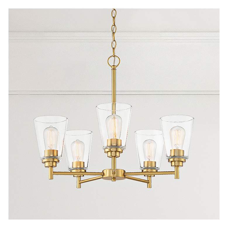 Image 2 Westin 24" Wide Brushed Gold 5-Light Chandelier