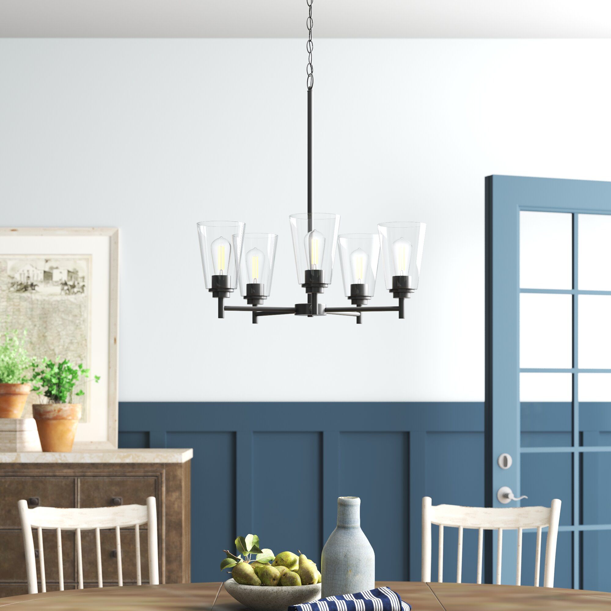 Westin 24" Wide Matte Black 5-Light Chandelier in scene