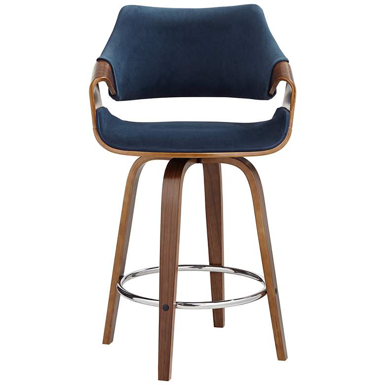 Image 5 Westin 25 3/4" Blue Velvet Swivel Counter Stools Set of 2 more views