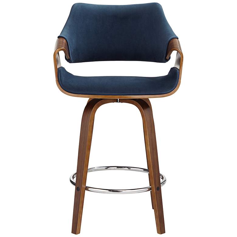 Image 7 Westin 25 3/4" Blue Velvet Swivel Counter Stools Set of 2 more views