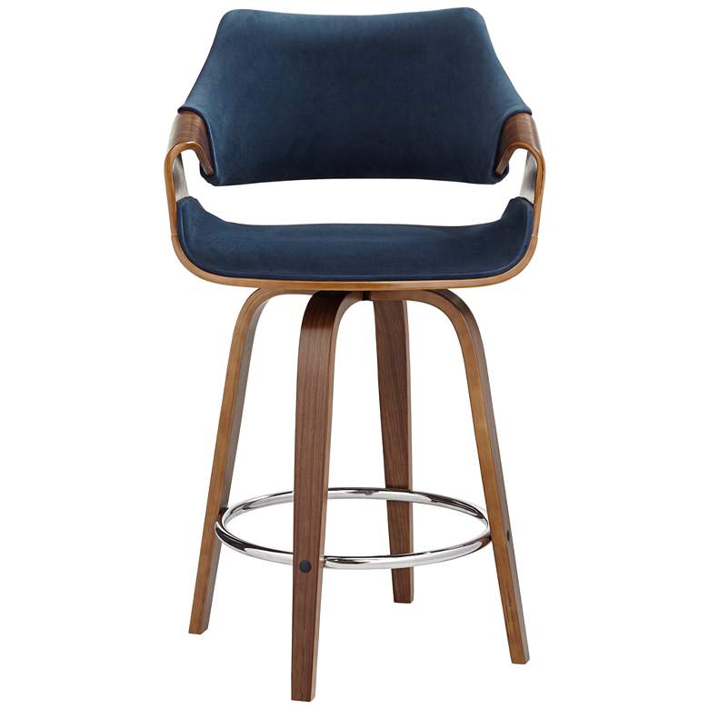 Image 6 Westin 25 3/4" Blue Velvet Swivel Counter Stool more views
