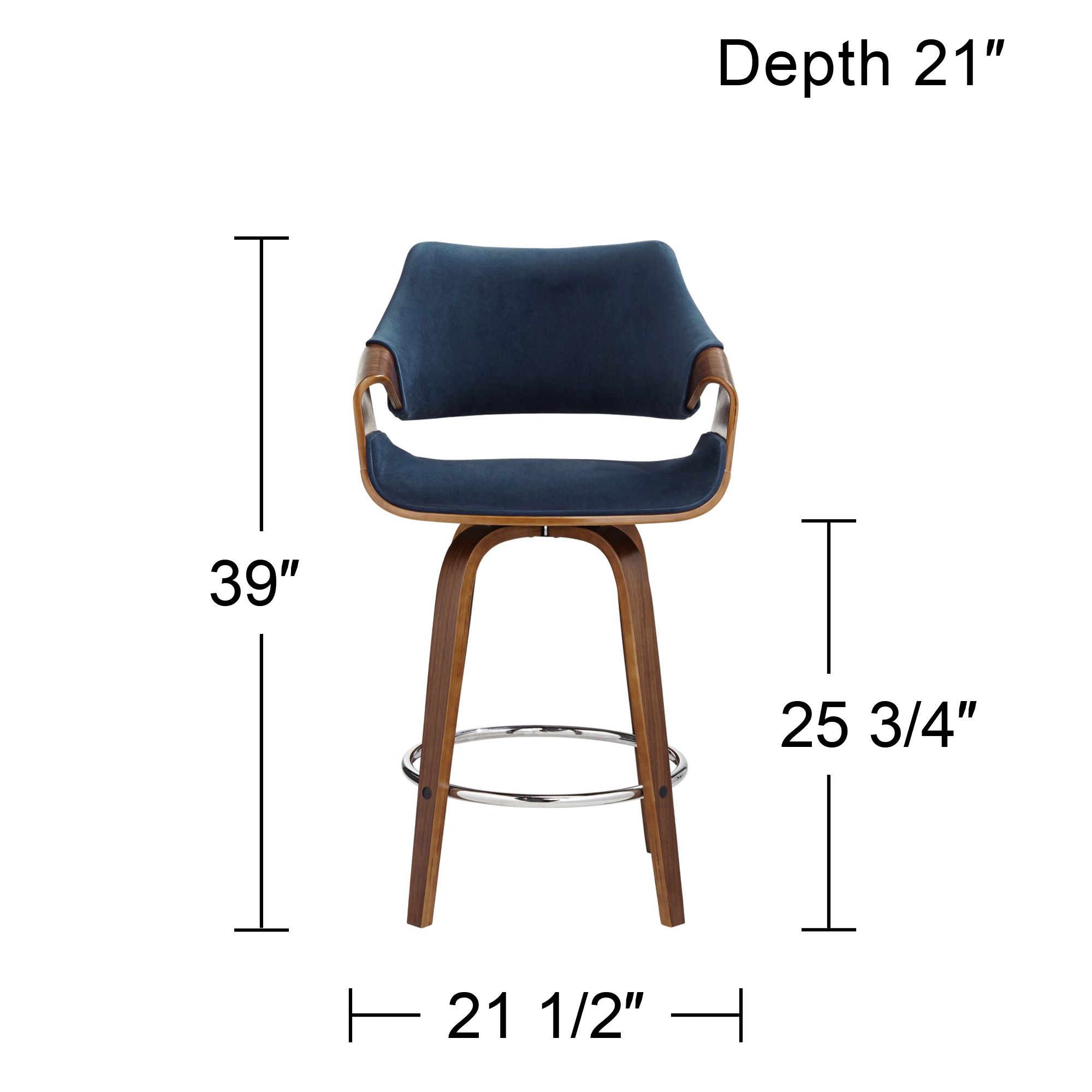 Westin 25 3/4" Blue Velvet Swivel Counter Stools Set of 2