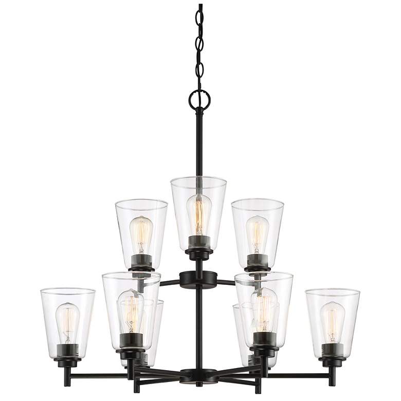 Image 1 Westin 30" Wide Matte Black 9 Light Chandelier