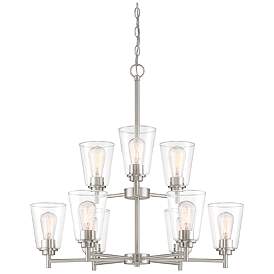 Image1 of Westin 30" Wide Satin Platinum 9 Light Chandelier