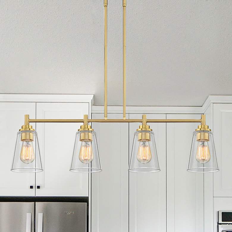 Image 1 Westin 34" Wide Brushed Gold 4-Light Island Pendant