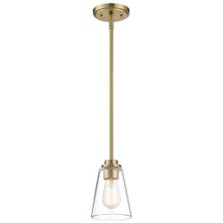 Westin 5" Wide Brushed Gold and Clear Glass Mini Pendant