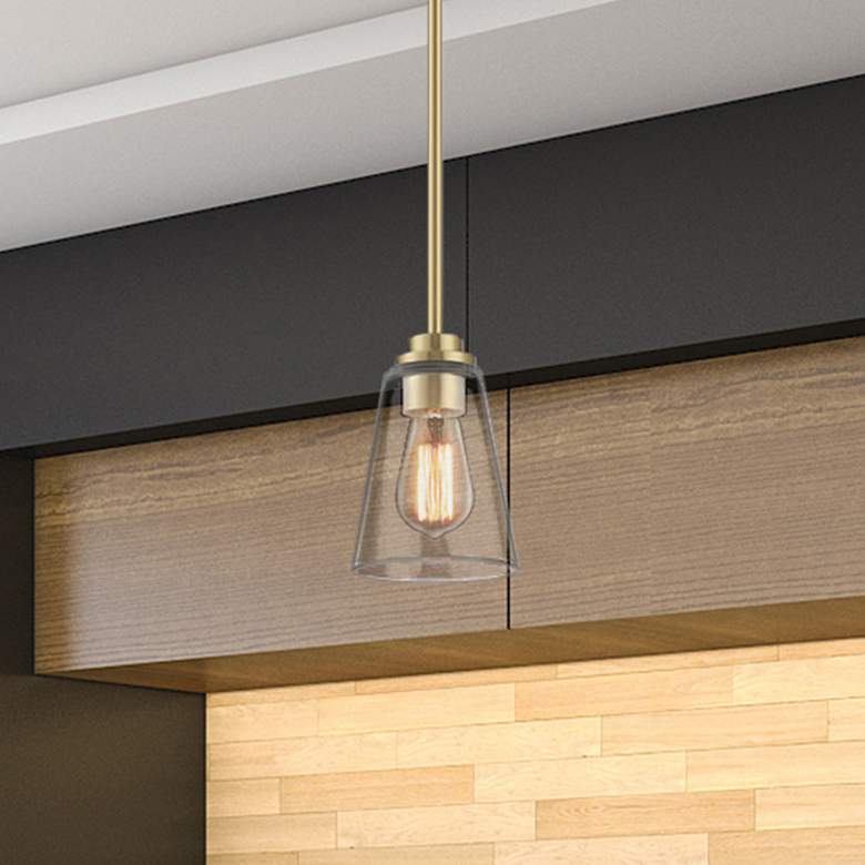 Image 1 Westin 5" Wide Brushed Gold and Clear Glass Mini Pendant