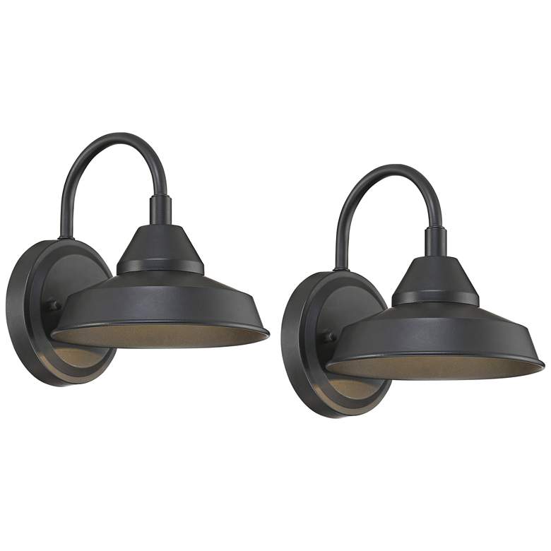 Westley 8 1/2&quot; High Black LED Outdoor Wall Light Set of 2