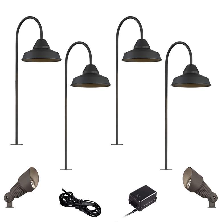 Image 1 Westley Black 8-Piece LED Landscape Path and Spot Light Set