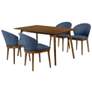 Westmont and Juno 5 Piece Dining Set in Blue and Walnut Wood