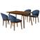 Westmont and Juno 5 Piece Dining Set in Blue and Walnut Wood