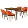 Westmont and Juno 5 Piece Dining Set in Orange and Walnut Wood