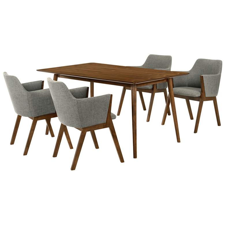 Image 1 Westmont and Renzo 5 Piece Dining Set in Charcoal and Walnut Wood
