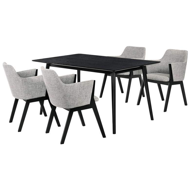 Image 1 Westmont and Renzo 5 Piece Dining Set in Grey and Black Wood