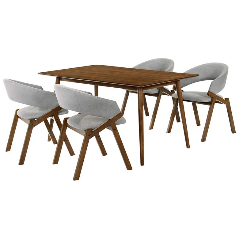 Image 1 Westmont and Talulah 5 Piece Dining Set in Grey and Walnut Wood
