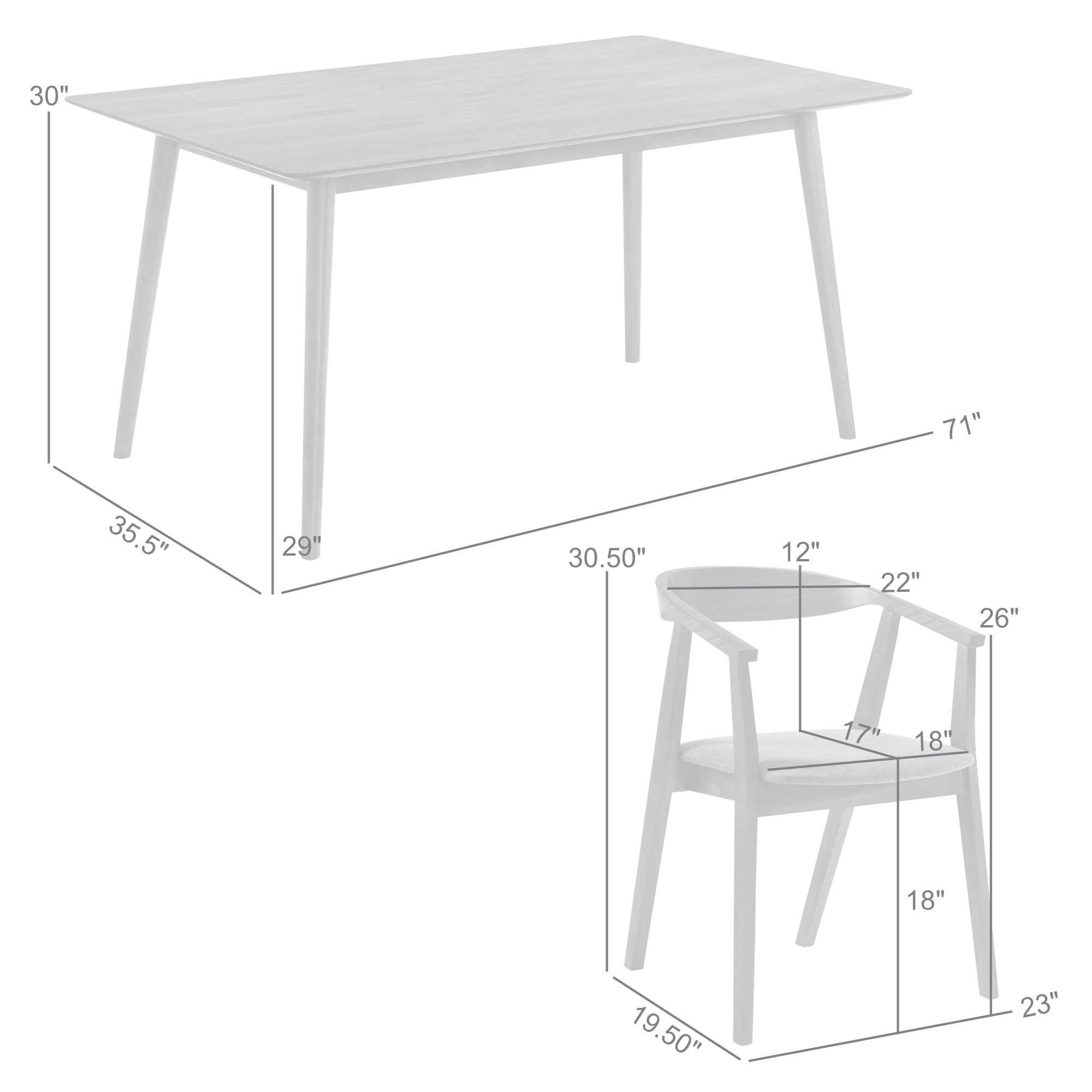 Westmont Santana 5 Piece Dining Table Set in Walnut Wood and Orange Fabric