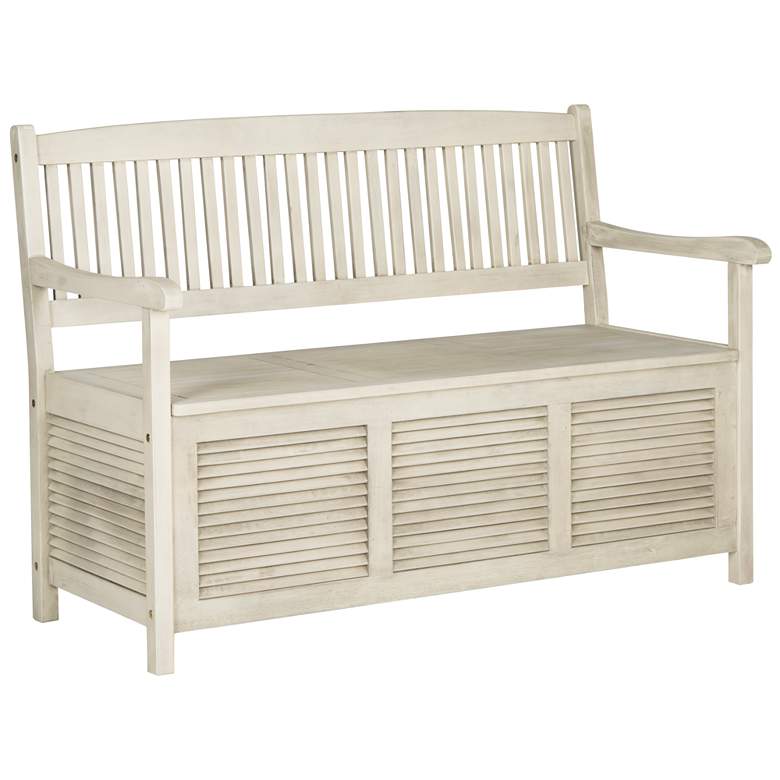 Westmore Distressed White Outdoor Storage Bench
