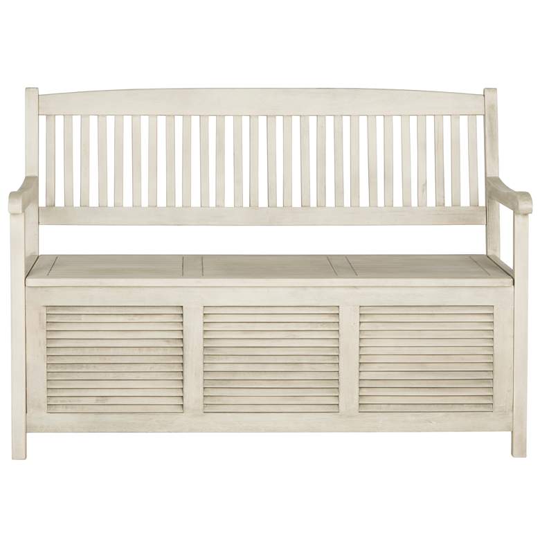 Image 2 Westmore Distressed White Outdoor Storage Bench more views
