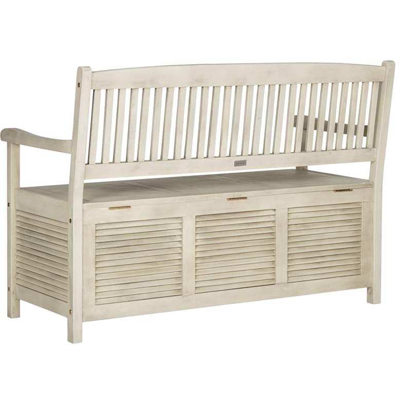 Image 3 Westmore Distressed White Outdoor Storage Bench more views