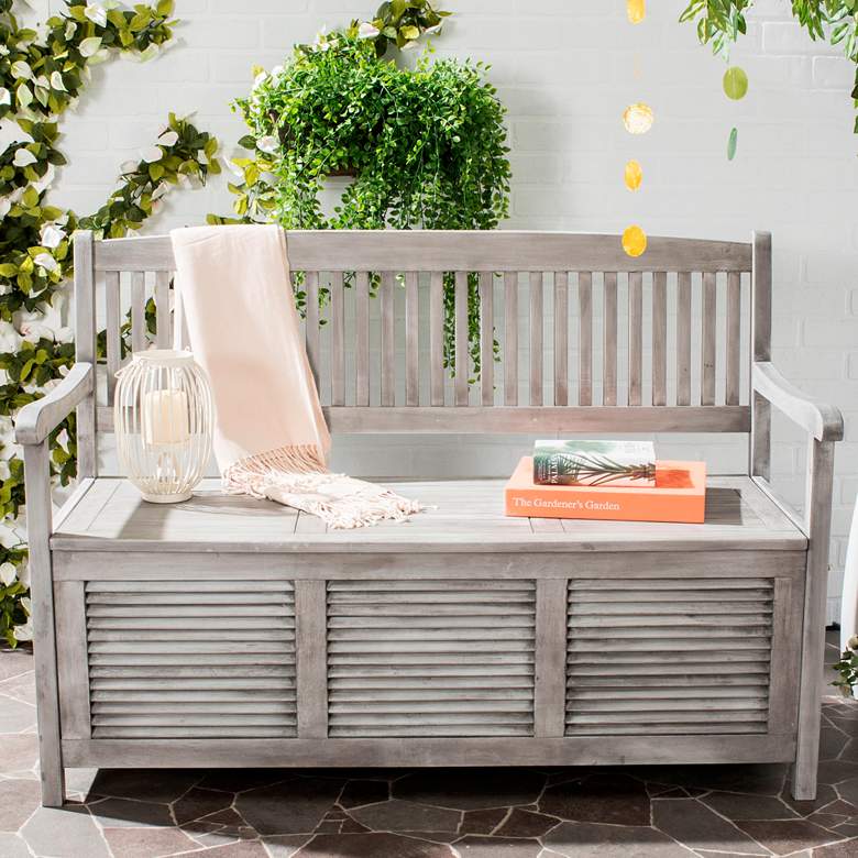 Westmore Gray Wood Outdoor Storage Bench
