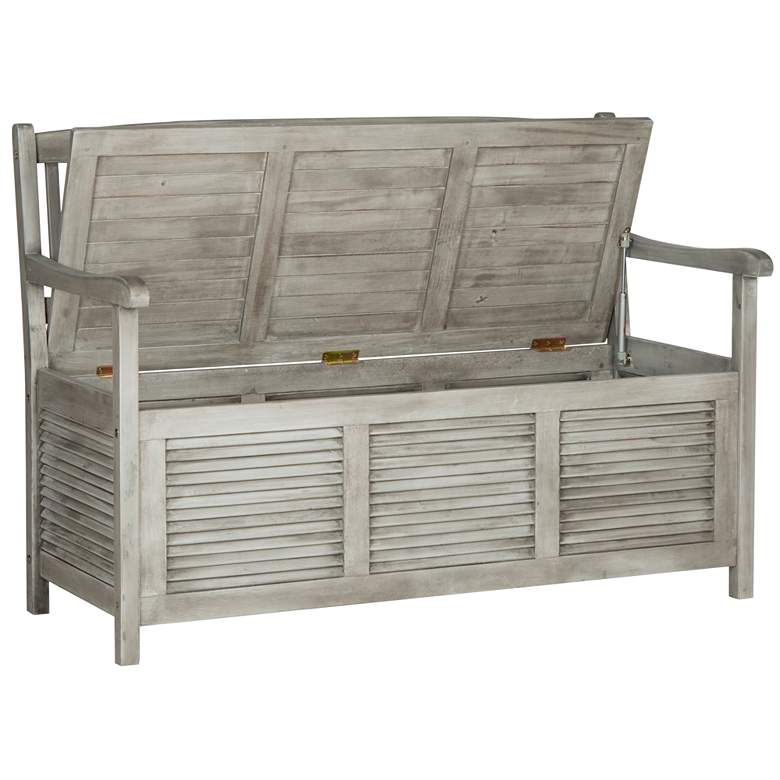 Image 6 Westmore Gray Wood Outdoor Storage Bench more views