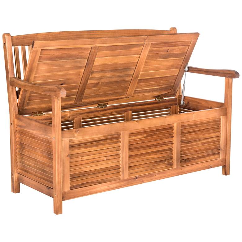 Image 5 Westmore Teak Brown Wood Outdoor Storage Bench more views