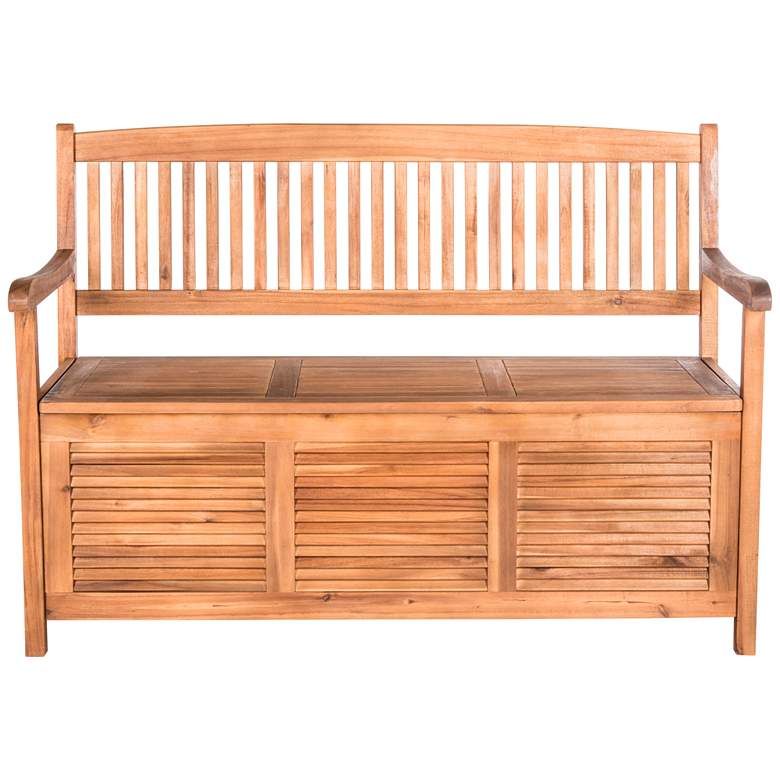 Image 6 Westmore Teak Brown Wood Outdoor Storage Bench more views